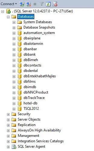 پوشه دیتابیس های sql server